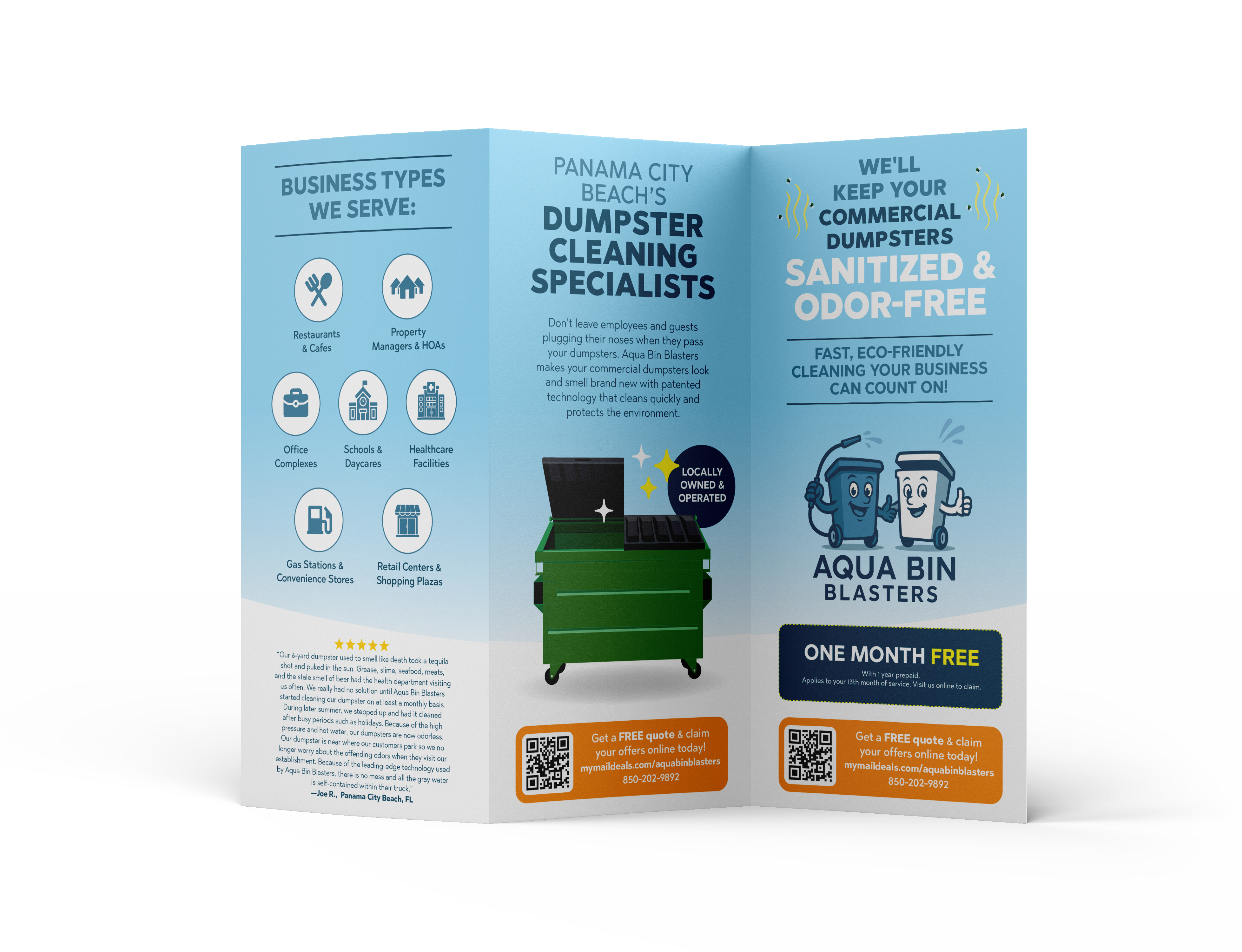 Aqua Bin Blasters trifold brochure